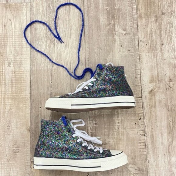 CONVERSE x JW ANDERSON collab multicolor colorblock glitter All Star sneakers 11 - Picture 3 of 10